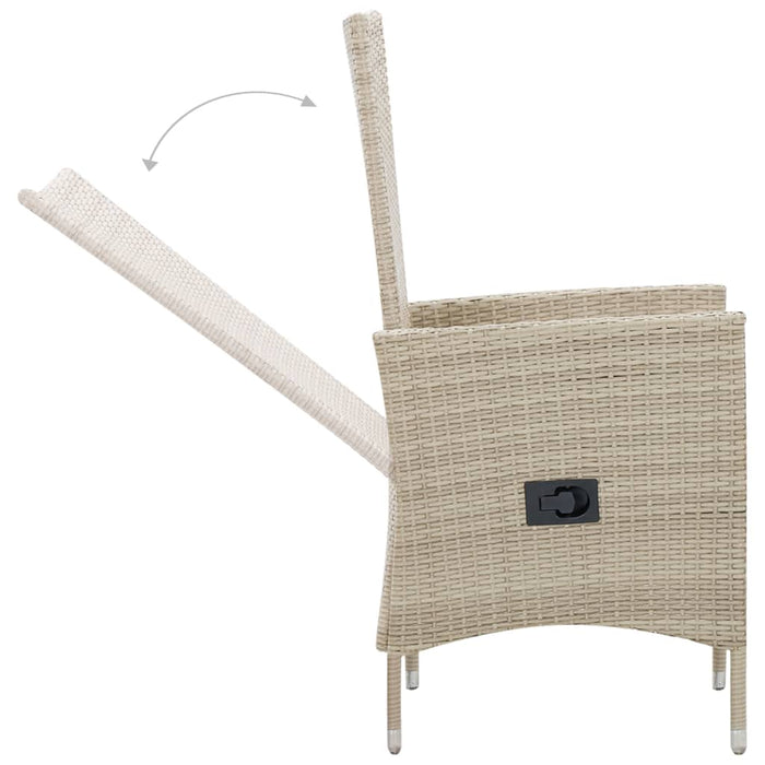 9-tlg. Garten-Essgruppe mit Auflagen Poly Rattan Beige