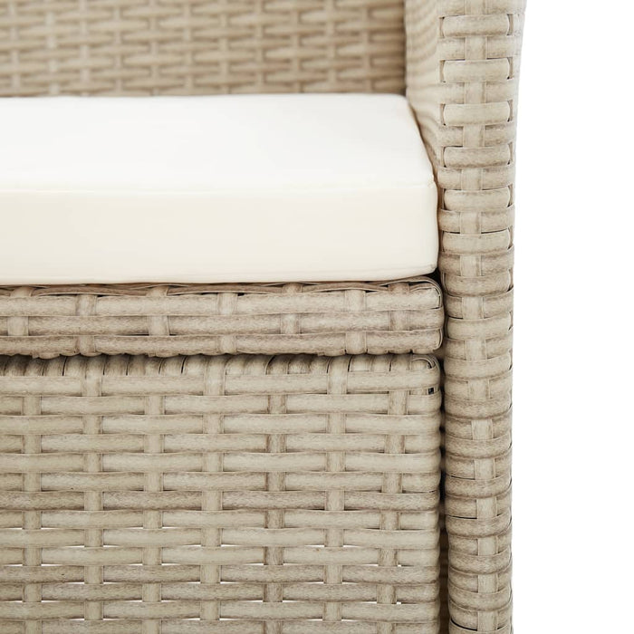 9-tlg. Garten-Essgruppe mit Auflagen Poly Rattan Beige
