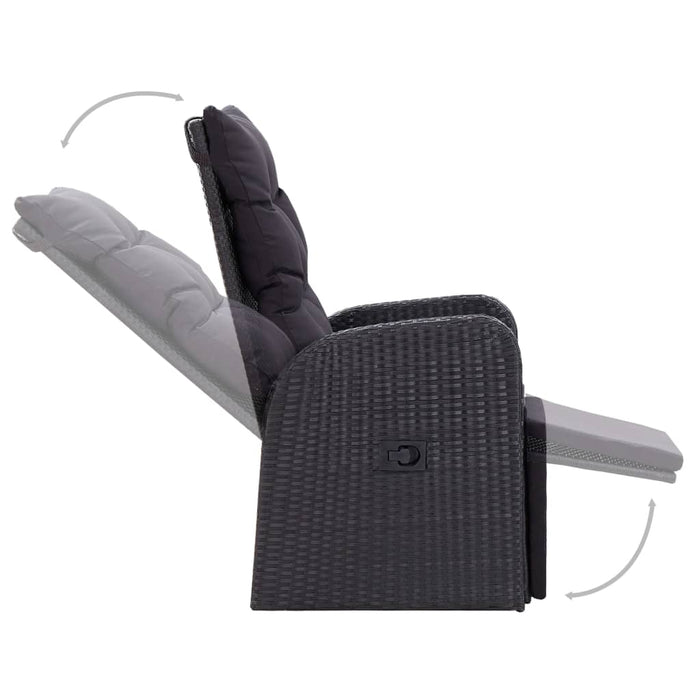 3-tlg. Bistro-Set mit Auflagen Poly Rattan Schwarz