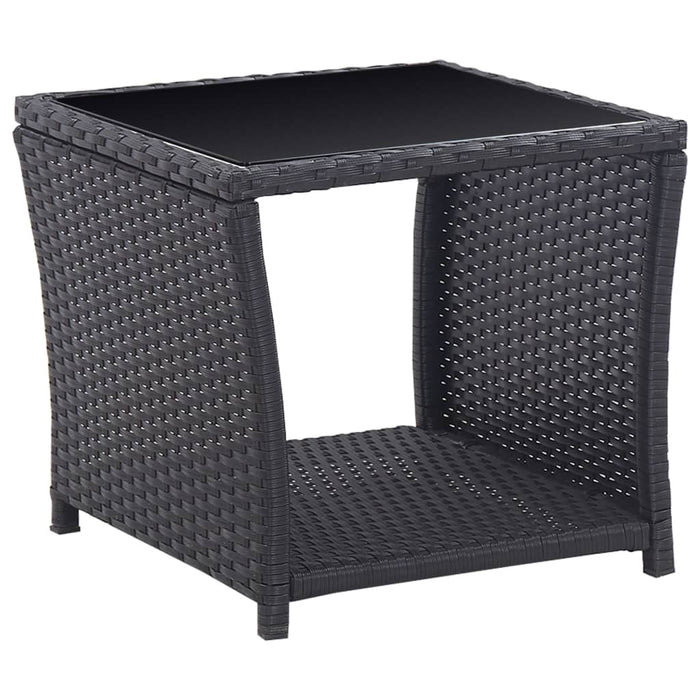 3-tlg. Bistro-Set mit Auflagen Poly Rattan Schwarz