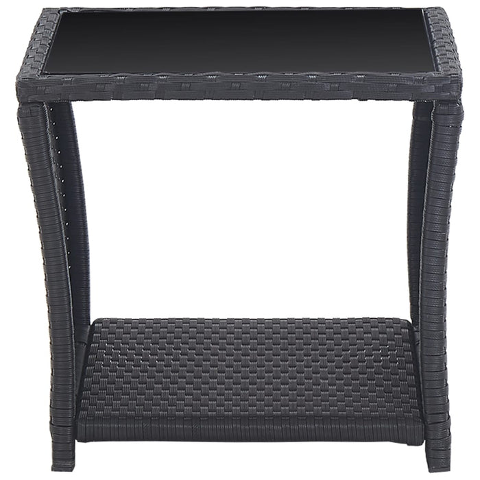 3-tlg. Bistro-Set mit Auflagen Poly Rattan Schwarz