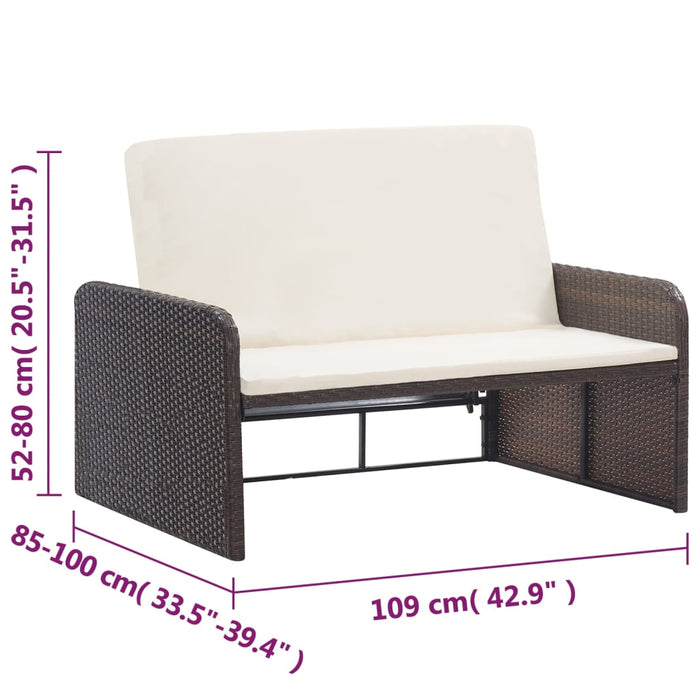 2-tlg. Garten-Lounge-Set mit Auflagen Poly Rattan Braun