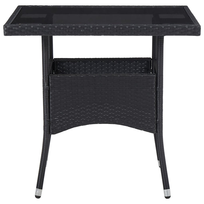 5-tlg. Garten-Essgruppe Schwarz Poly Rattan und Glas