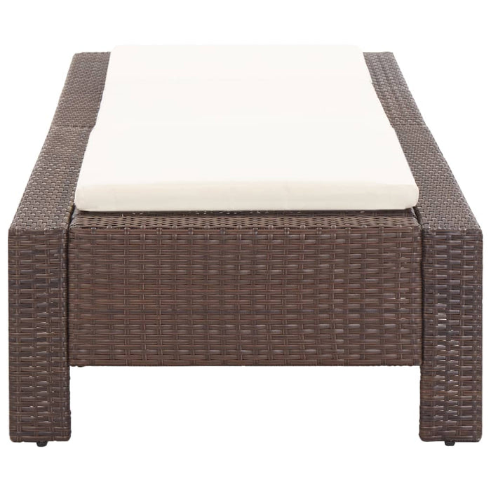 Sun lounger with cushion brown poly rattan