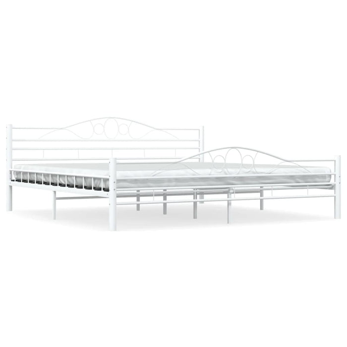 Bed frame white metal 200×200 cm