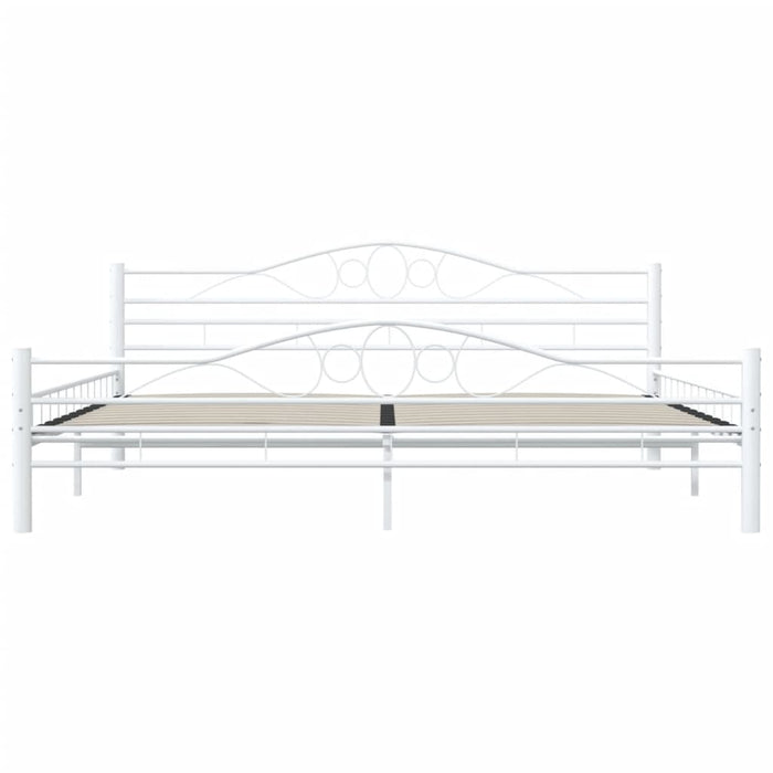 Bed frame white metal 200×200 cm