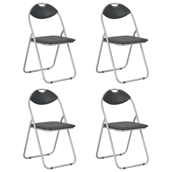 Folding dining chairs 4 pcs. Black faux leather