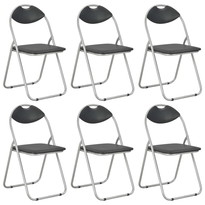 Folding dining chairs 6 pcs. Black faux leather