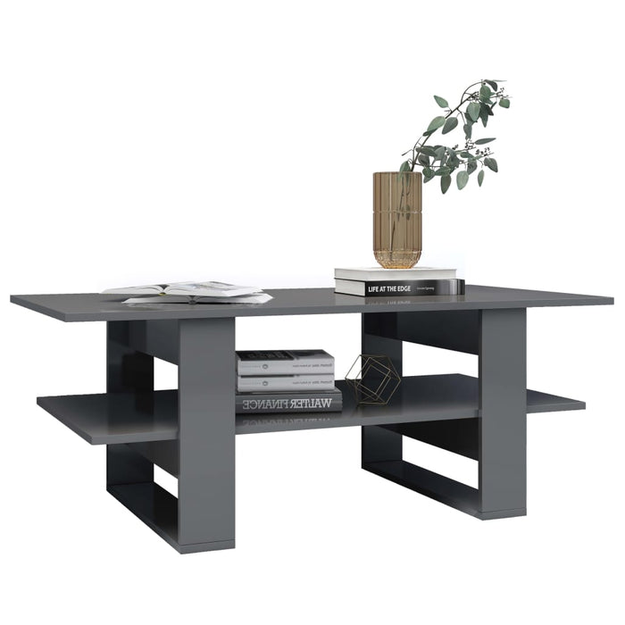 Couchtisch Hochglanz-Grau 110x55x42 cm Holzwerkstoff