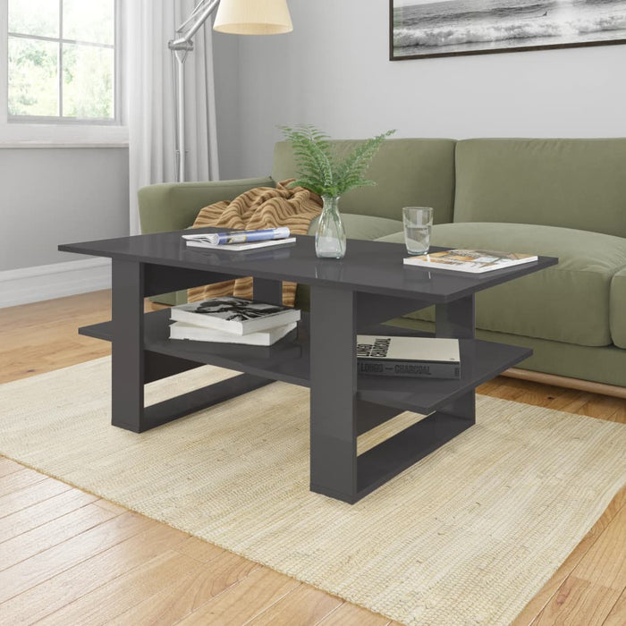 Couchtisch Hochglanz-Grau 110x55x42 cm Holzwerkstoff