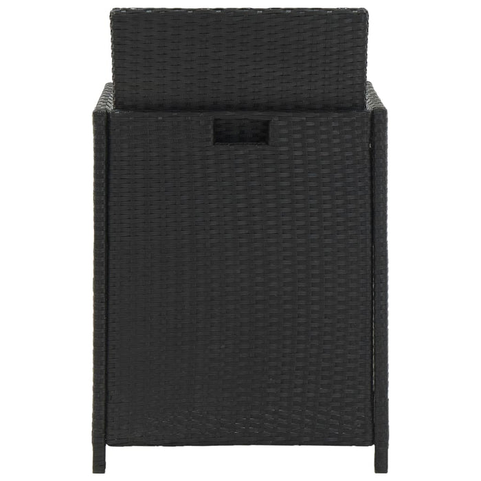 9-tlg. Garten-Essgruppe mit Auflagen Poly Rattan Schwarz