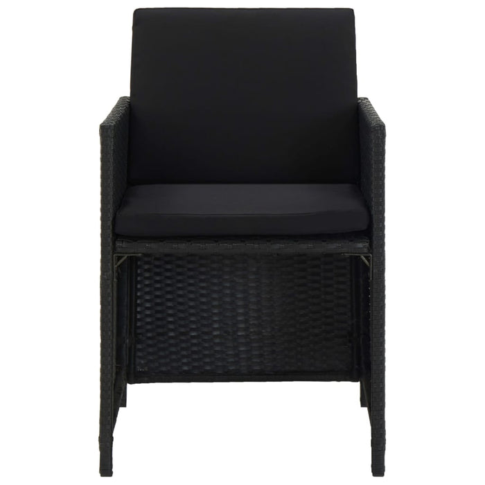 11-tlg. Garten-Essgruppe mit Auflagen Poly Rattan Schwarz