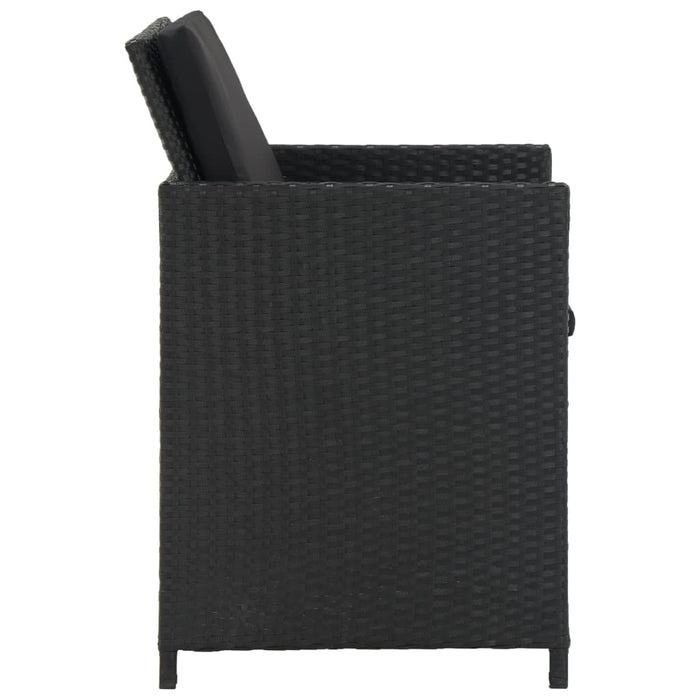 11-tlg. Garten-Essgruppe mit Auflagen Poly Rattan Schwarz