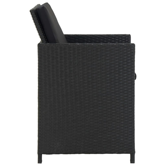 13-tlg. Garten-Essgruppe mit Auflagen Poly Rattan Schwarz