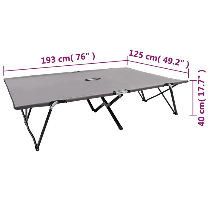 Klappbare Sonnenliege für 2 Personen Grau Stahl