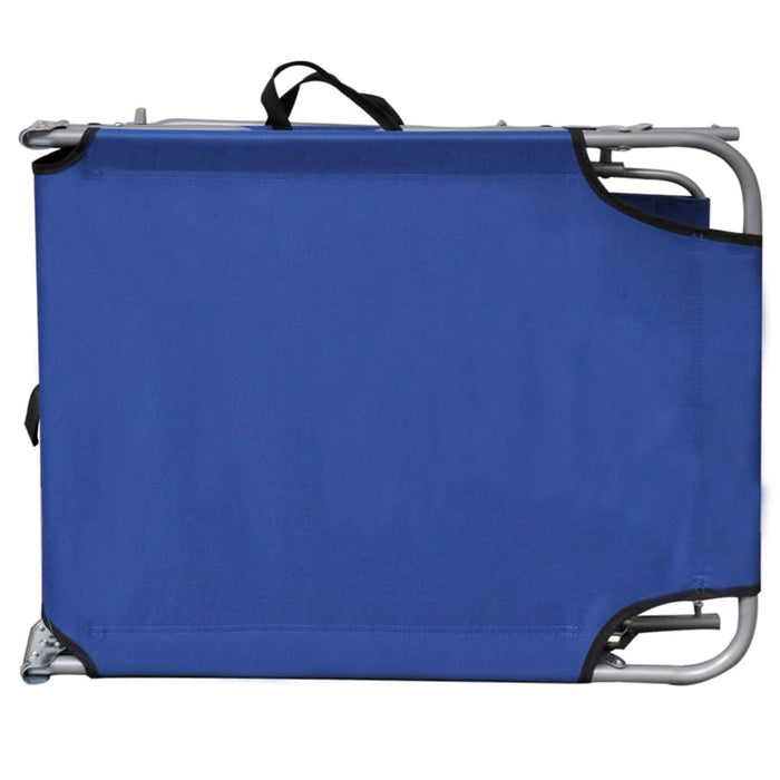 Folding lounger with sun protection blue aluminum