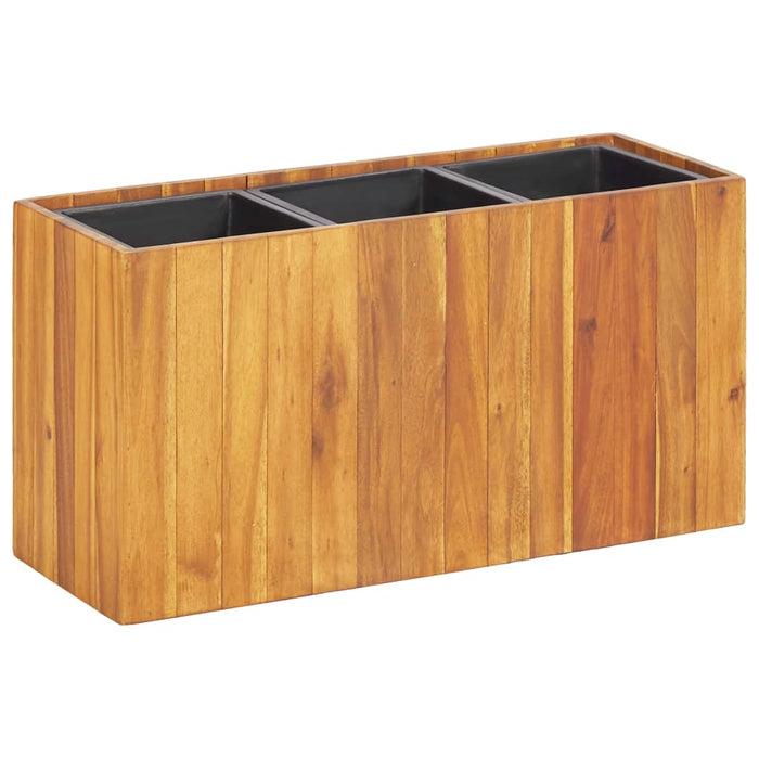 Garten-Hochbeet mit 3 Töpfen Massivholz Akazie