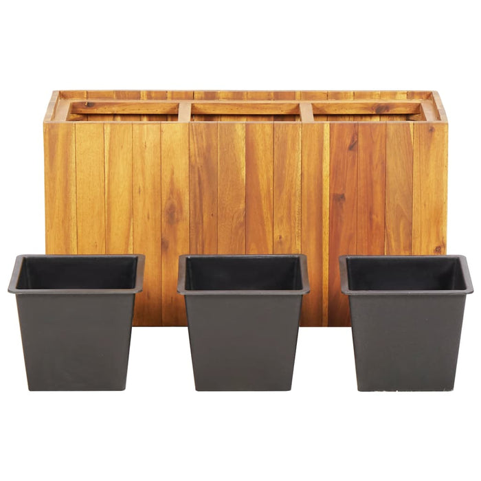 Garten-Hochbeet mit 3 Töpfen Massivholz Akazie