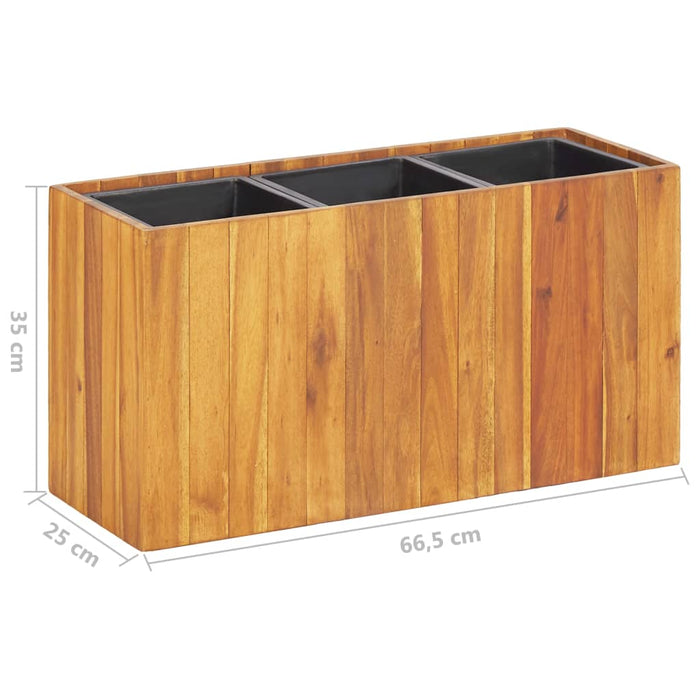 Garten-Hochbeet mit 3 Töpfen Massivholz Akazie