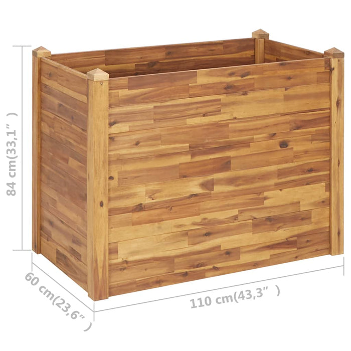 Garden raised bed 110 x 60 x 84 cm solid acacia wood