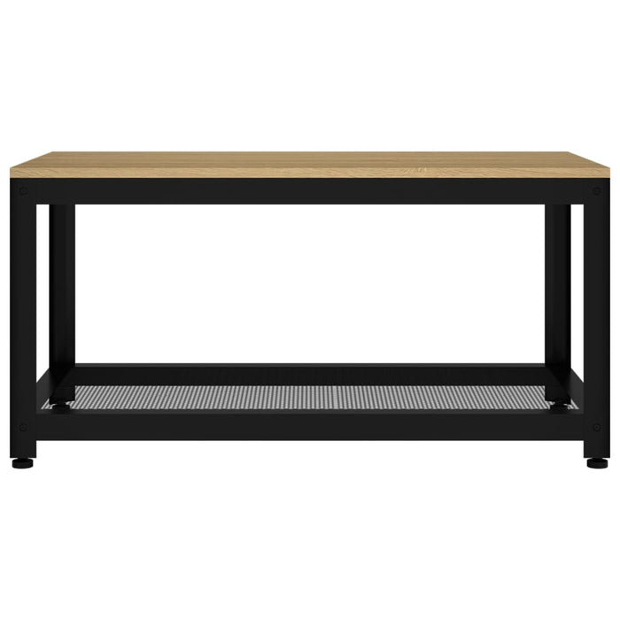 Coffee table light brown and black 90x45x45 cm MDF and iron