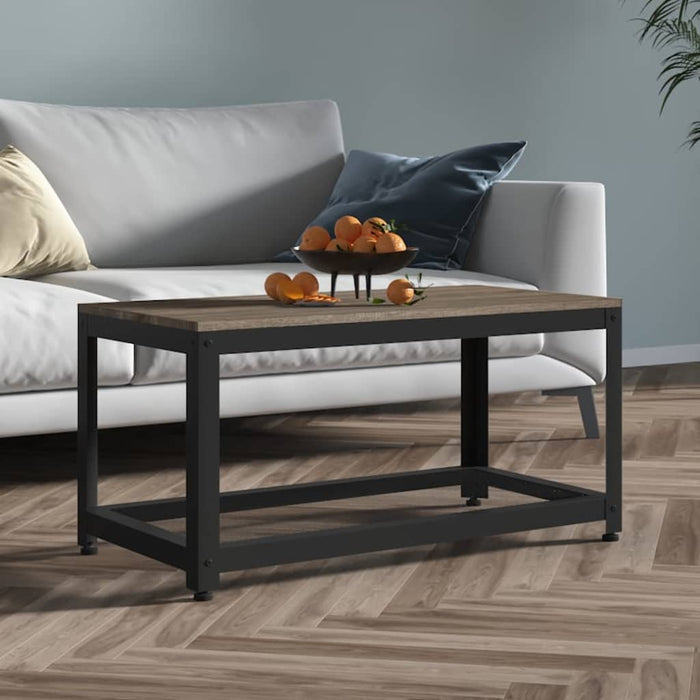Coffee table gray and black 90x45x45 cm MDF and iron