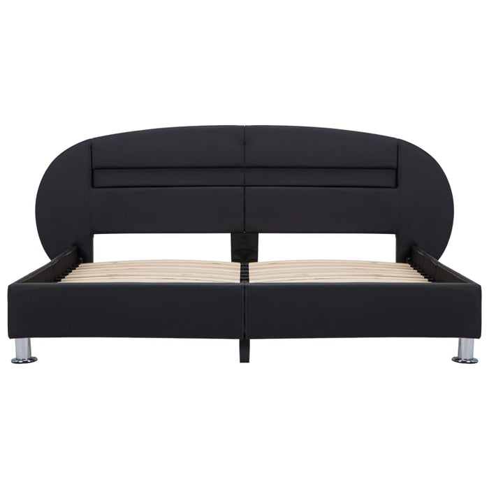 Bettgestell mit LED Schwarz Kunstleder 140x200 cm