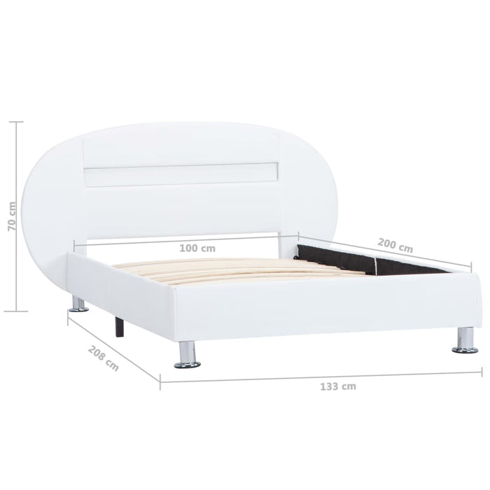 Bettgestell mit LED Weiß Kunstleder 100x200 cm