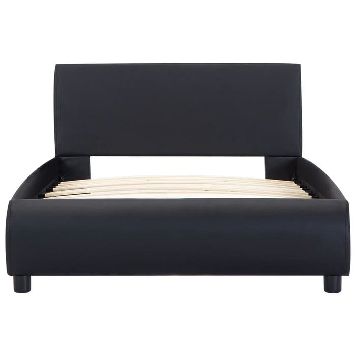 Bettgestell Schwarz Kunstleder 100 × 200 cm