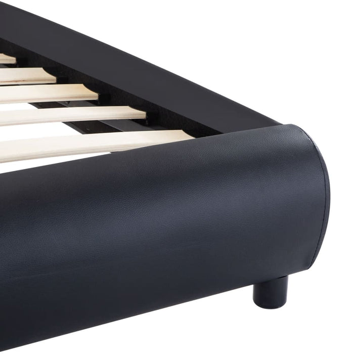 Bettgestell Schwarz Kunstleder 100 × 200 cm