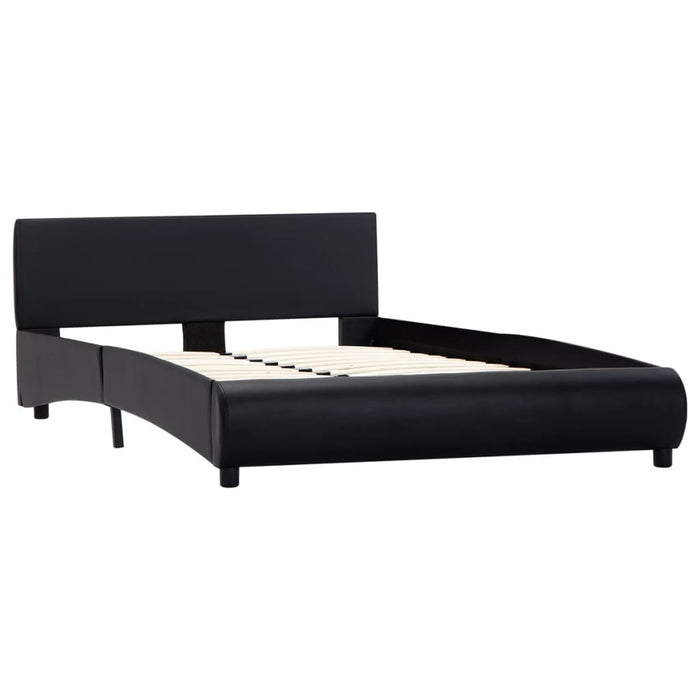 Bed frame black faux leather 120 x 200 cm