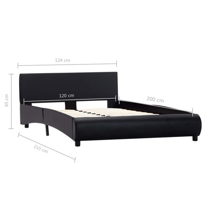 Bed frame black faux leather 120 x 200 cm