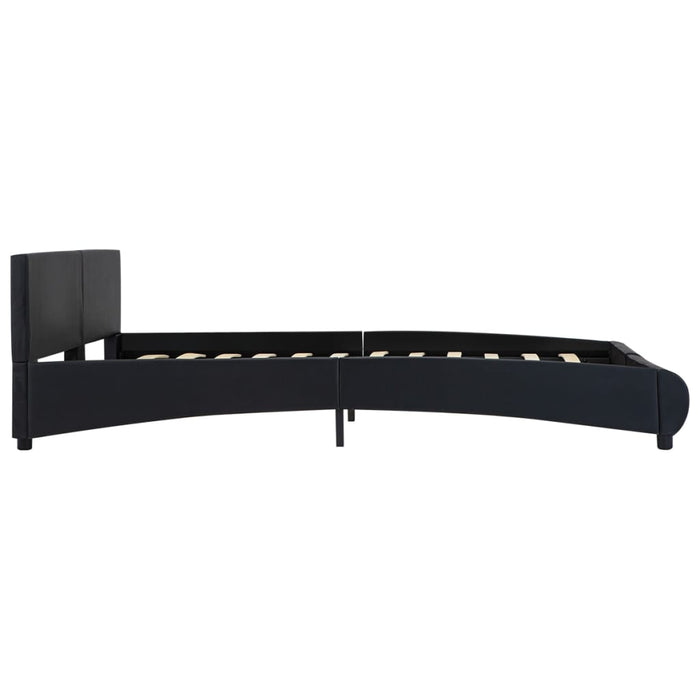 Bettgestell Schwarz Kunstleder 160 x 200 cm
