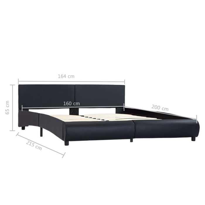 Bettgestell Schwarz Kunstleder 160 x 200 cm