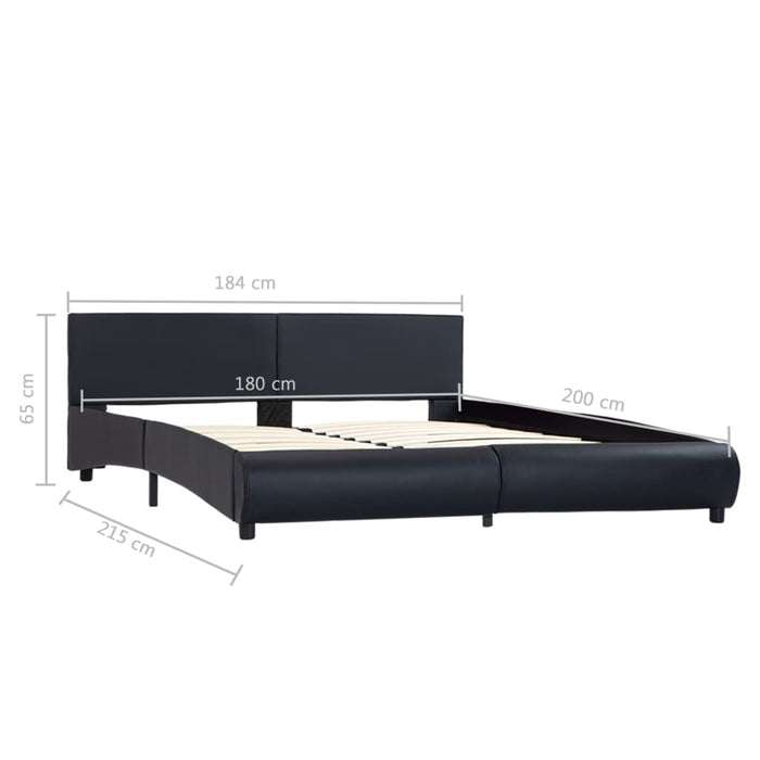 Bettgestell Schwarz Kunstleder 180 x 200 cm