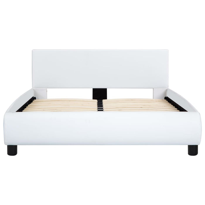 Bed frame white faux leather 120 x 200 cm