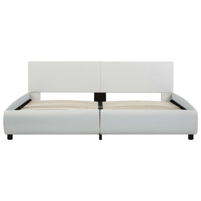 Bed frame white faux leather 160 x 200 cm