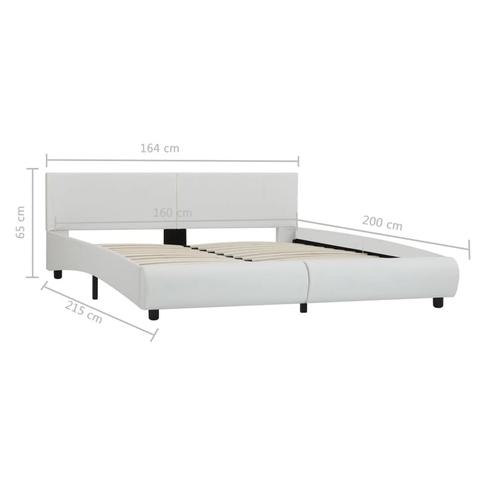 Bed frame white faux leather 160 x 200 cm