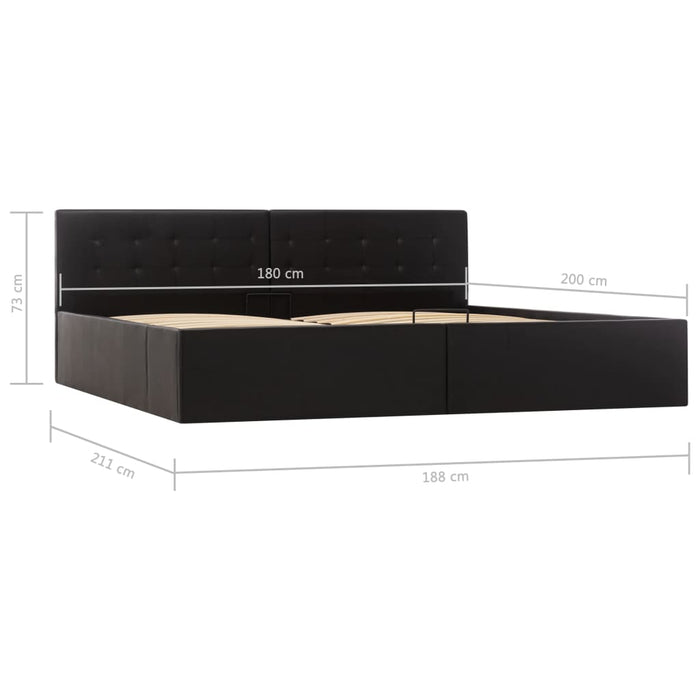 Stauraumbett Hydraulisch Schwarz Kunstleder 180×200 cm