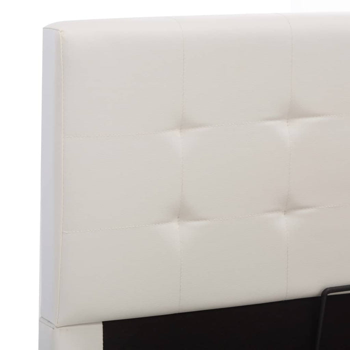 Storage bed hydraulic white faux leather 180×200 cm