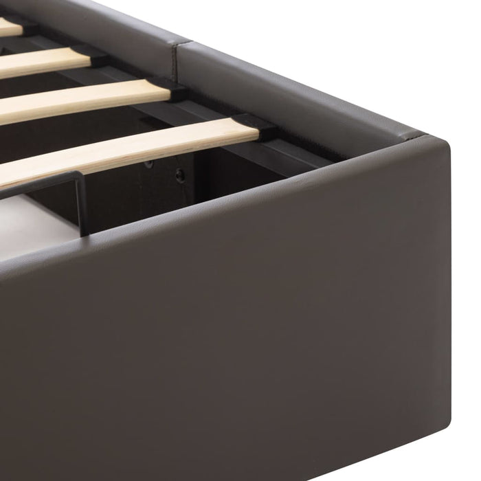 Storage bed hydraulic gray faux leather 100×200 cm