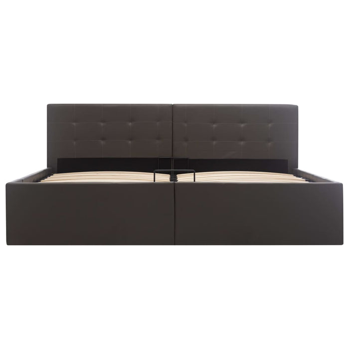 Storage bed hydraulic gray faux leather 160×200cm