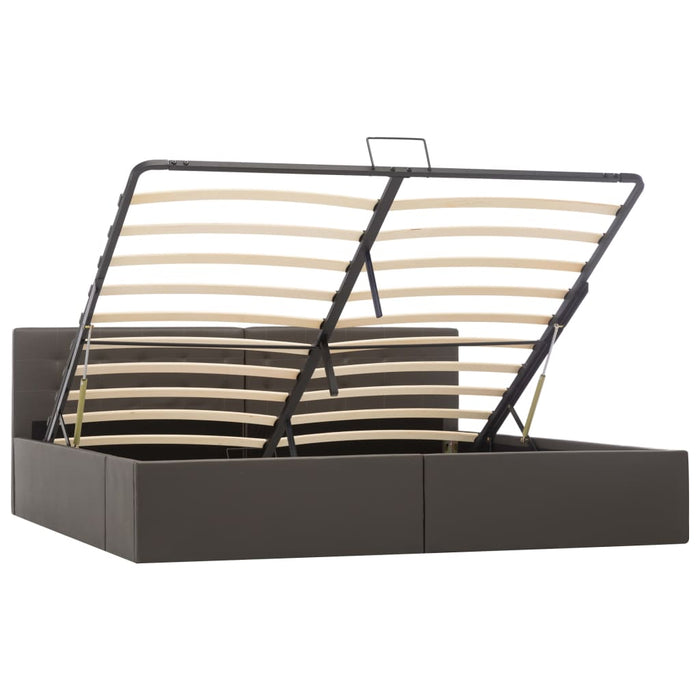 Storage bed hydraulic gray faux leather 180×200 cm