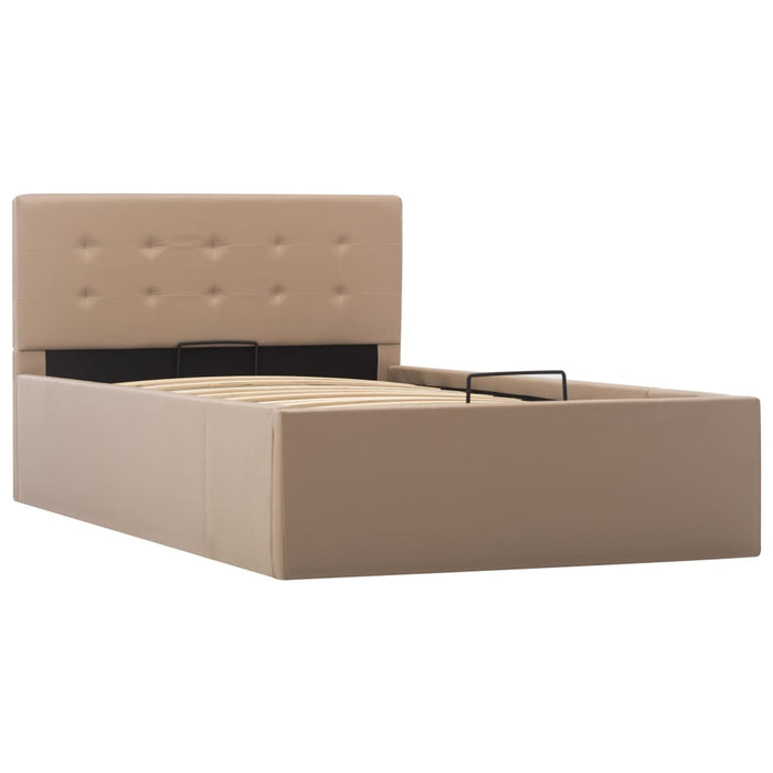 Storage bed hydraulic cappuccino brown faux leather 100×200 cm