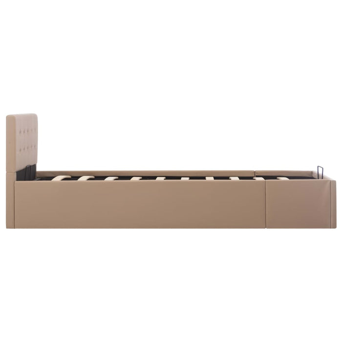 Storage bed hydraulic cappuccino brown faux leather 100×200 cm