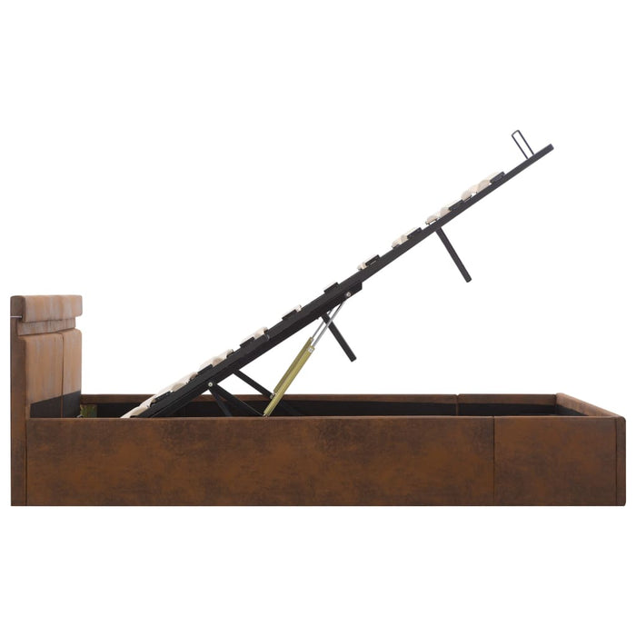 Bett mit Bettkasten Hydraulisch LED Braun Stoff 180x200 cm