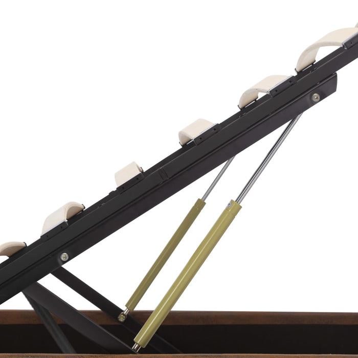 Bett mit Bettkasten Hydraulisch LED Braun Stoff 180x200 cm