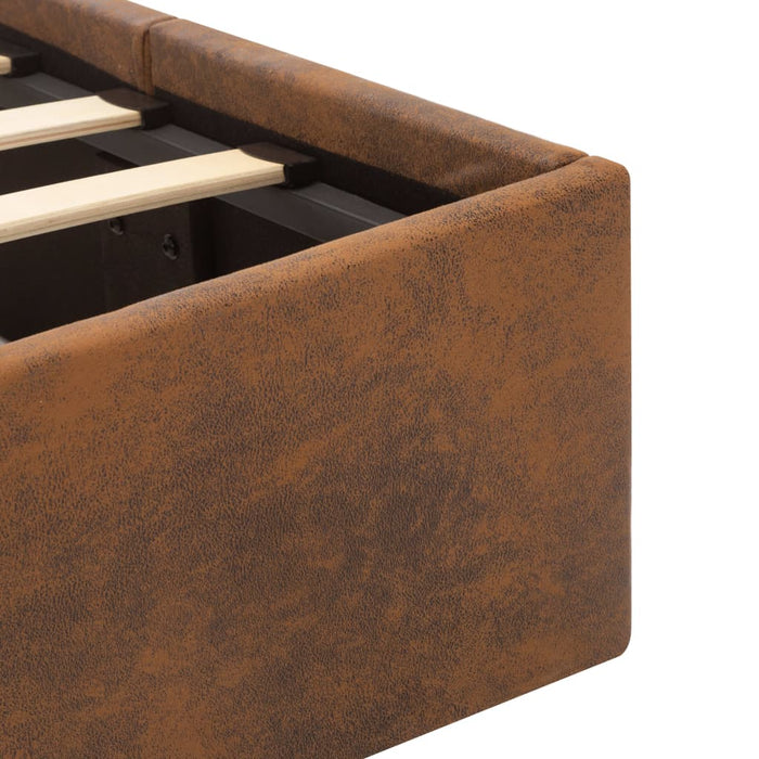 Bett mit Bettkasten Hydraulisch LED Braun Stoff 180x200 cm