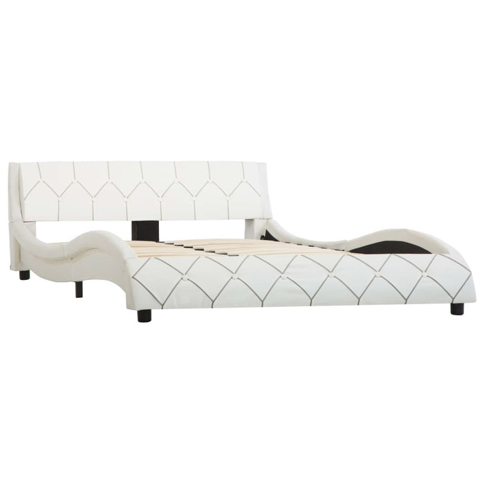 Bettgestell Weiß Kunstleder 140×200 cm