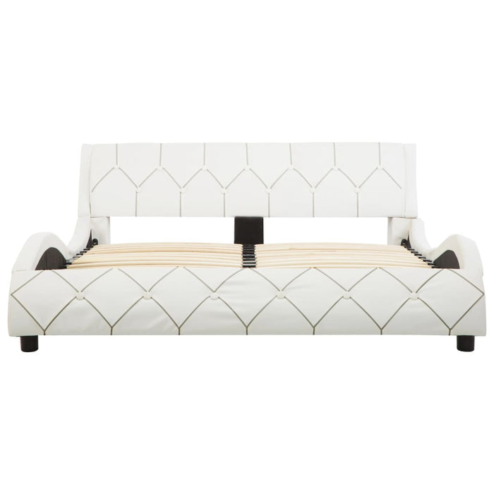 Bettgestell Weiß Kunstleder 140×200 cm